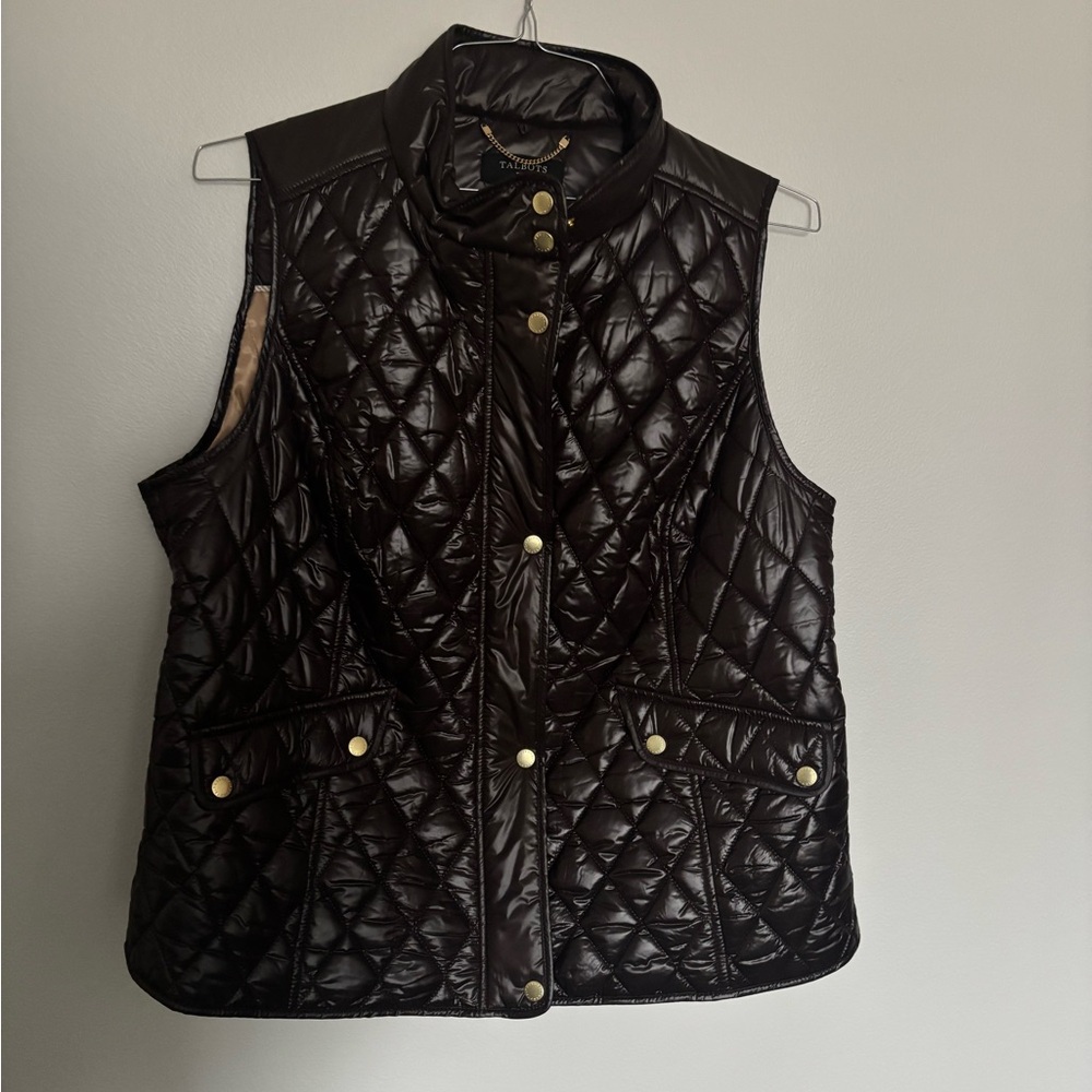 Talbots Shiny Brown Quilted Vest